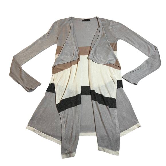 Bajee Collection by Becool Stripe Open Front Lightweight Cardigan Size S Casual - Picture 1 of 8